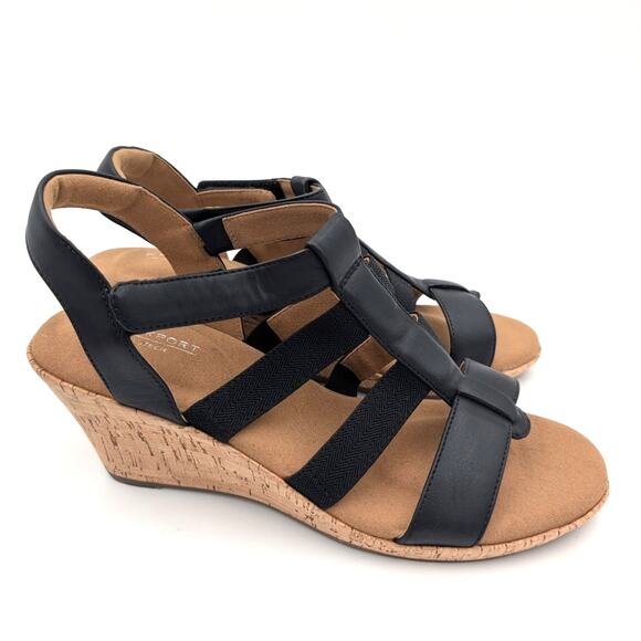 Rockport Briah Gladiator Wedge Sandals Women's Black/Brown Size US8 EU39 - Picture 4 of 12